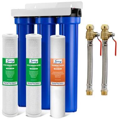 iSpring WCB32O+AHX2 3-Stage Whole House Water Filter System with Braided Hose