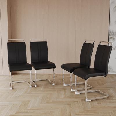 Ostweer Leather Reception Chair Dining Chair with High Backrest, Side Chair Office Chair Lounge Chair with Metal Legs