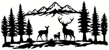 Uplift Essentials Mountain Forest Metal Wall Art deer