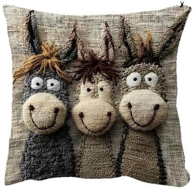 Rare Purchases Cartoon Donkey Pillowcase, Short Plush Smiling Donkey Cushion Cover, Decorative Bed Pillow Case For Home a