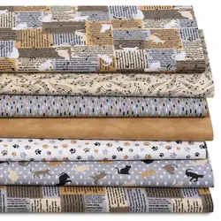 Patchwork- und Quiltpaket "Zeitung & Katzen", braun-color