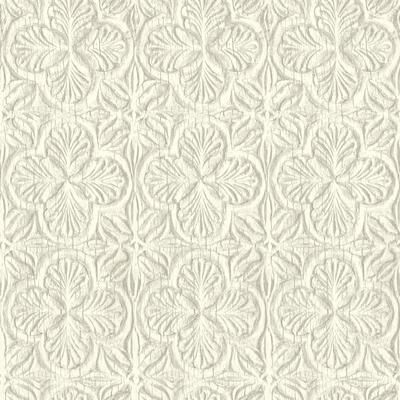 Chesapeake Karachi White Wooden Damask Wallpaper