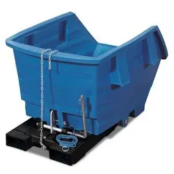 Kippwagen aus Polyethylen (PE), mit Gabeltaschen, 300 Liter Volumen, blau