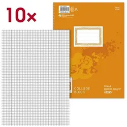 Ursus 10er-Pack Collegeblock kariert A4 Lineatur 28 orange