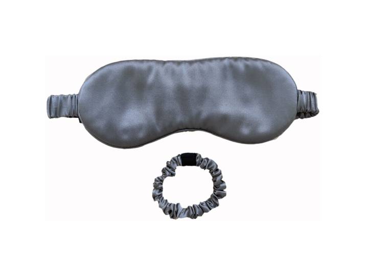 Seidenschlafmaske-Set Sana silber - Material: 100% Maulbeerseide