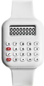 Fusion Finds Calculator Watch Digital Kids Watch With LED Backlight Date Alarm Rubber Strap For Boys & Girls white