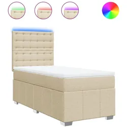 vidaXL Boxspringbett mit Matratze Creme 100x200 cm Stoff