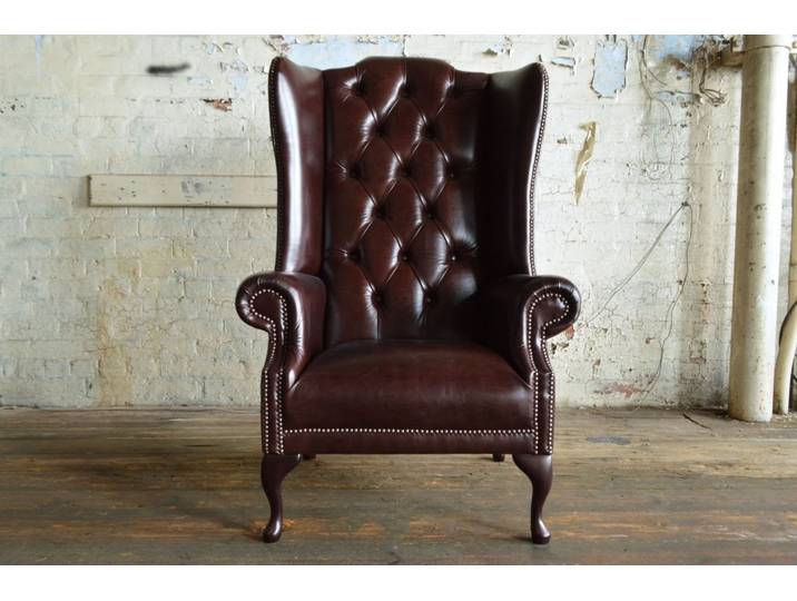 JVmoebel Ohrensessel Chesterfield Ledersessel in Braun mit hochwertiger Polsterung (Packung, 1-St., Chesterfield Ledersessel für Fernsehen und Entspannung), Made in Europa