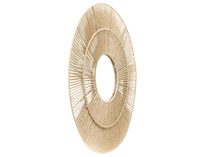 Boltze Home Spiegel im Geflechtrahmen Maral 75/75/2,3 cm, Beige, Papier, Rund, 75x2.3x75 cm, Spiegel, Wandspiegel