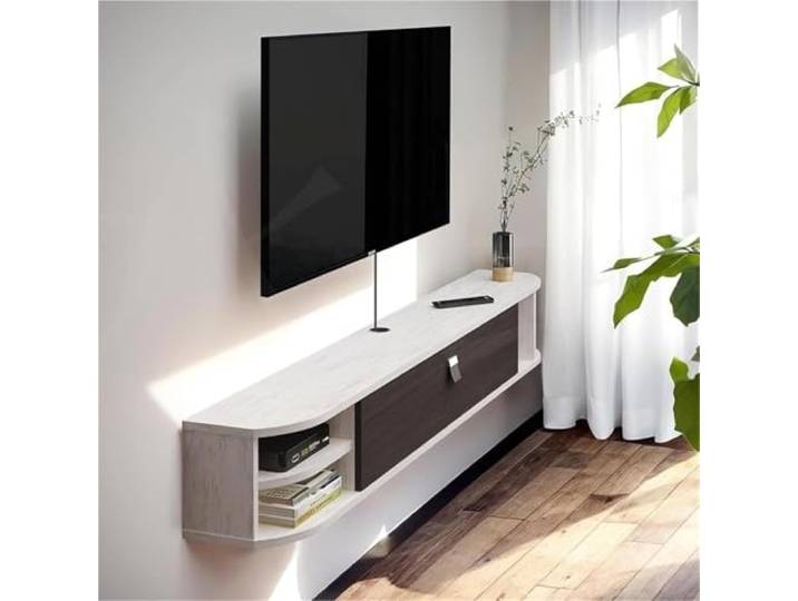lowboard Entertainment-Center-Regal mit offenem Stauraum for das Wohnzimmer Moderner schwebender TV-Konsolen-TV-Ständer zur Wandmontage