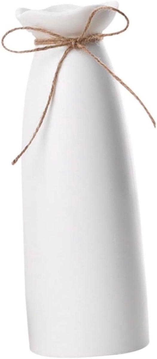 Artistieke witte keramische vaas voor bloemen - 24 x 8,5 cm