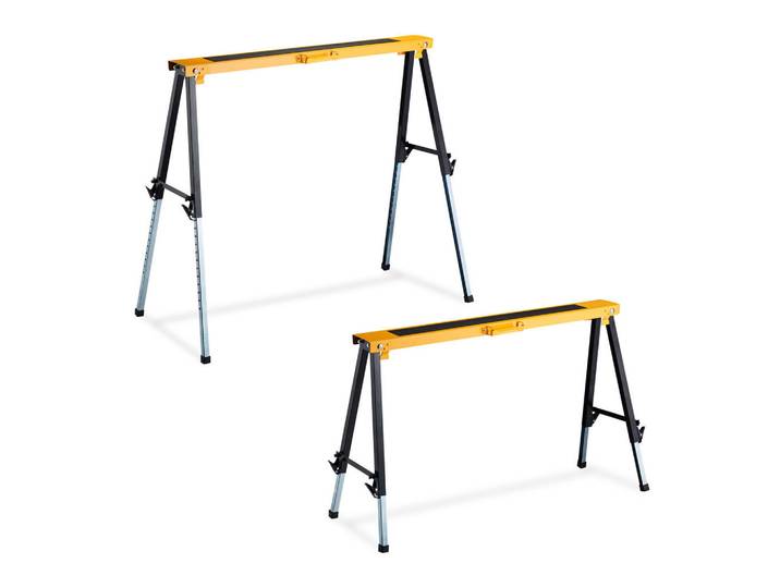 Relaxdays Klappbock Schwarz Silber Orange 2er-Set höhenverstellbar, Mehrfarbig, Metall, 100x91.5x39.5 cm, Freizeit & Co, Heimwerken, Werkzeug, Handwerkzeug