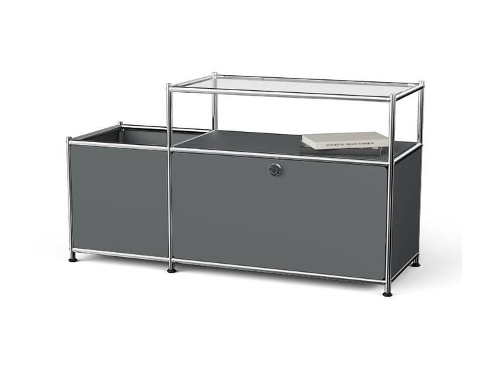 Tchibo - Lowboard Metall »Cn3« mit Klappenfach und Glasplatte - 116x40x64cm - chrom -