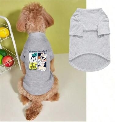 Uplift Picks Where's Goofy Printed Pet T Shirt Soft Breathable Dog And Cat Clothing gray xs