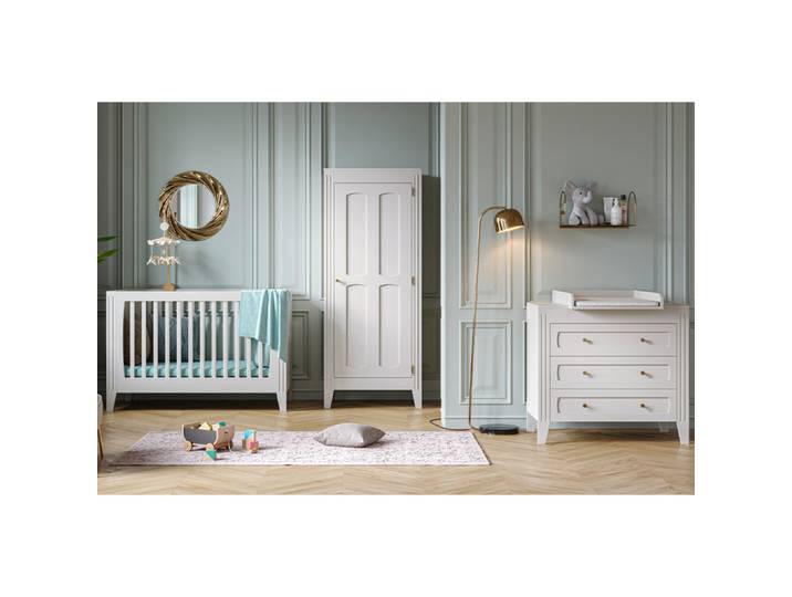 Chambre complète lit bébé évolutif commode à langer et armoire 1 porte Vox Milenne Blanc