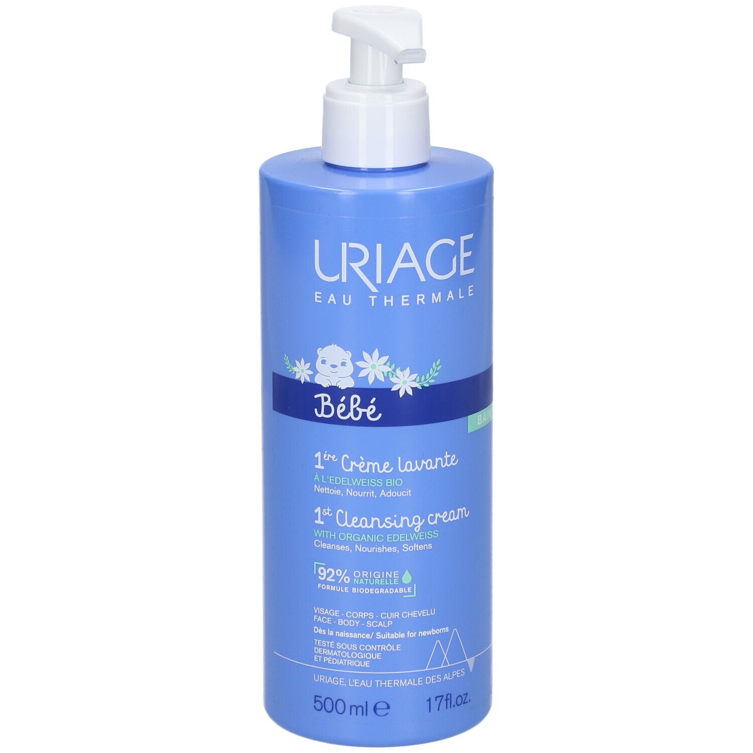Uriage Baby 1st Cleansing Cream with Organic Edelweiss Nieuwe Formule 500ml 500 ml Creme