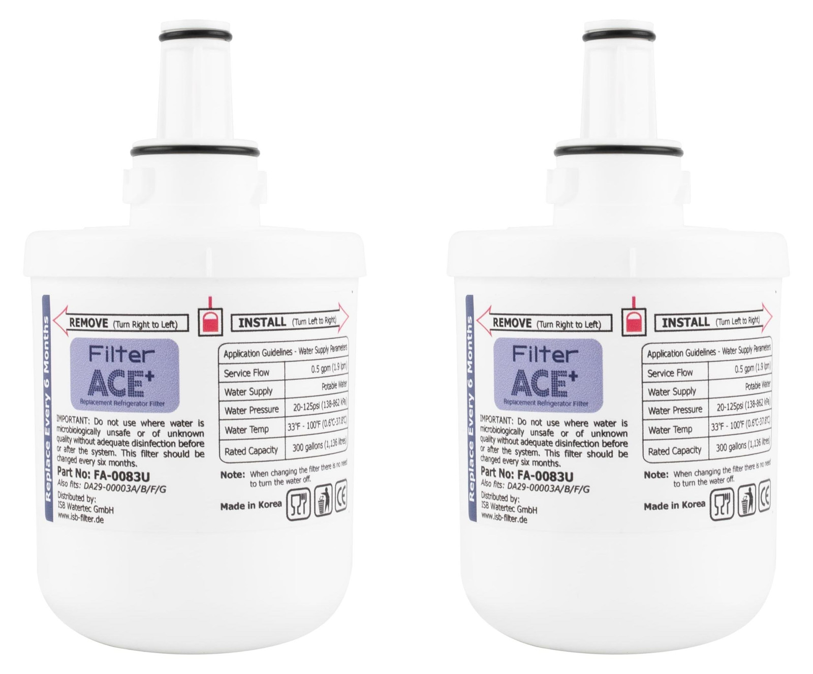 2-Pack Vervangingswaterfilter voor Diverse Koelkasten