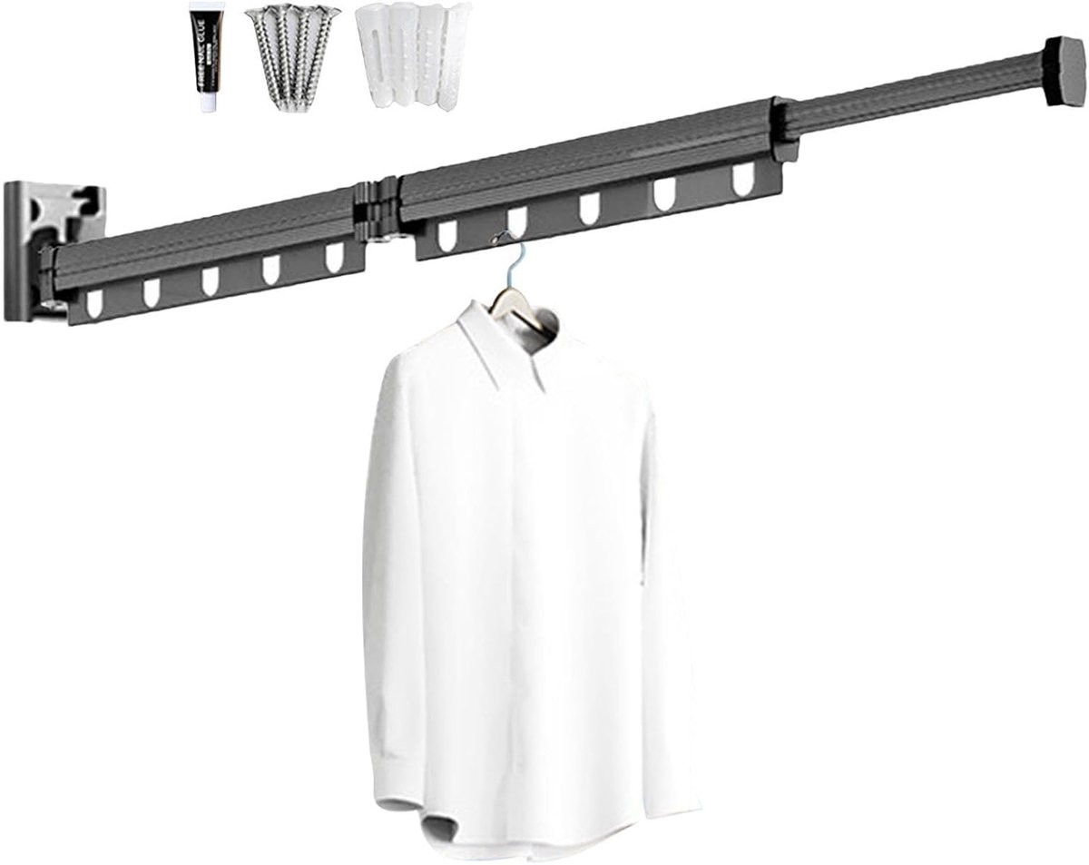 Grijs Wanddroogrek - Opvouwbare Kledingorganizer voor Badkamer en Balkon