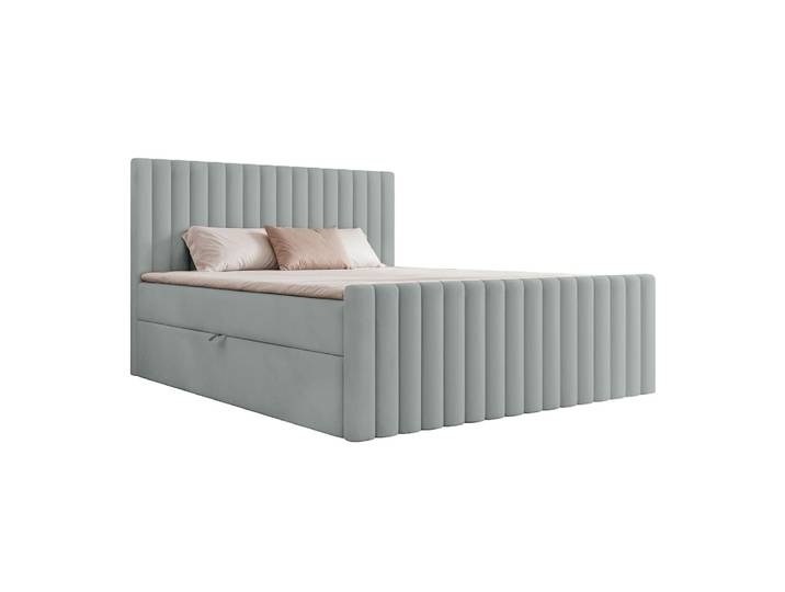 Lit boxspring en velours 140x200 cm, argent