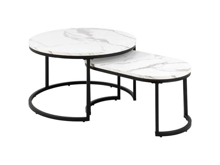 Mid.you Couchtisch Spiro, Schwarz, Weiß, Metall, rund, eckig, 42x70x70 cm, Wohnzimmer, Wohnzimmertische, Couchtische, Couchtische rund