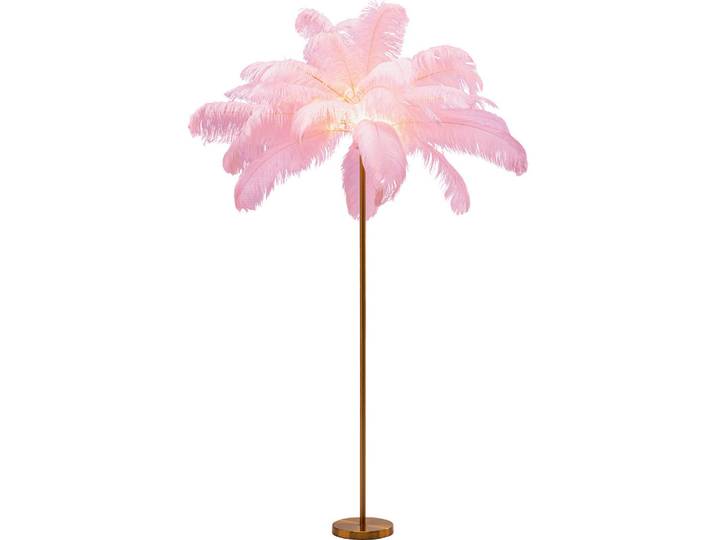 Kare-Design Stehleuchte, Messingfarben, Naturmaterialien, Federn, 65x165x65 cm, Lampen & Leuchten, Innenbeleuchtung, Stehlampen, Stehlampen