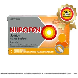 NUROFEN Junior 60 mg Ibuprofen Zäpfchen bei Fieber & Schmerzen 10 St
