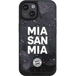 Nivocase Handyhülle für Apple iPhone 15 Hülle NIVOpure Case Schwarz FC Bayern München Mia San Mia Girl (Apple iPhone 15), Smartphone Hülle, Schwarz