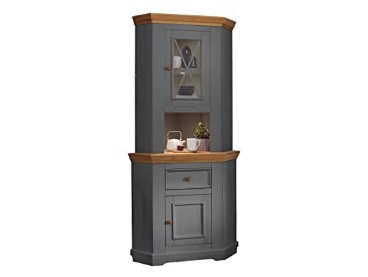 Woodroom Buffet Oslo in Kiefer massiv grau (BxHxT 104x214x69 cm), Eckanrichte