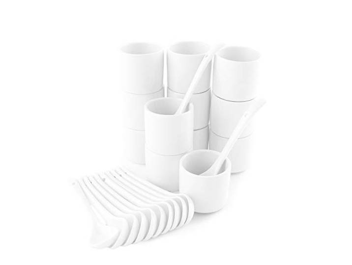 Holst Porzellan EB 106 Set 24 Porzellan Eierbecher-Set stapelbar mit Löffel 24-TLG., weiß