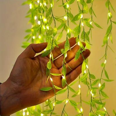 Friendly Fresh Finds Willow Leaf Curtain String Lights Battery Powered Decorative Lamp Willow Leaf Curtain String Lights Battery Powered Decorative Lamp