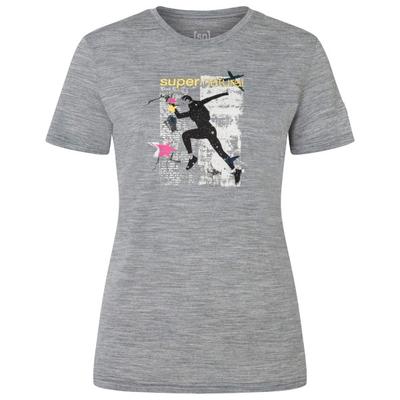 super.natural - Women's Running Art Tee - Merinoshirt Gr M grau/ various