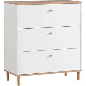 Schildmeyer Kommode Hilda, 701993, mattweiß / artisaneiche, mit 3 Schubladen, 80 x 91 x 40cm