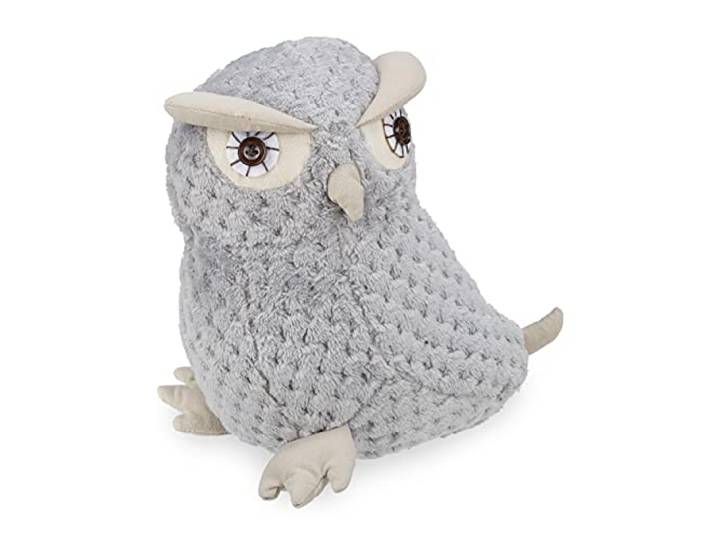 Relaxdays Butoir de Porte Chouette\, Amortisseur Lourd en Tissu\, rempli de Sable\, déco\, cale\, HxLxP 22 x 21 x 17 cm\, Gris