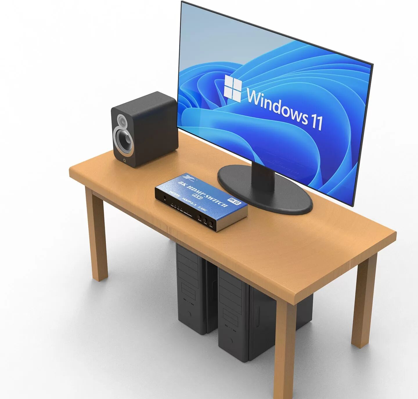INF HDMI 2.1 8K/60Hz Switch 2 in 1 Out mit Audio Extractor - Unterstützt eARC 7.1