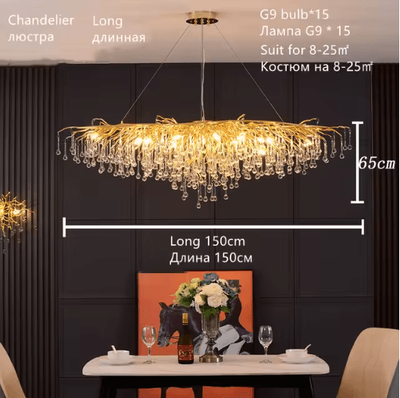 Inspire Picks Nordic Gold K9 Crystal Chandelier Modern Luxury LED Ceiling Light l150cm pendant gold Body cold White