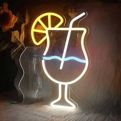 Cocktails Neonschild, dimmbare LED-Wanddekoration mit USB-Stromversorgung für Bars, Schlafzimmer Partys USB-Nachtlicht aus Acryl mit Getränkekunst, perfektes Geschenk für Bierbars, Clubs