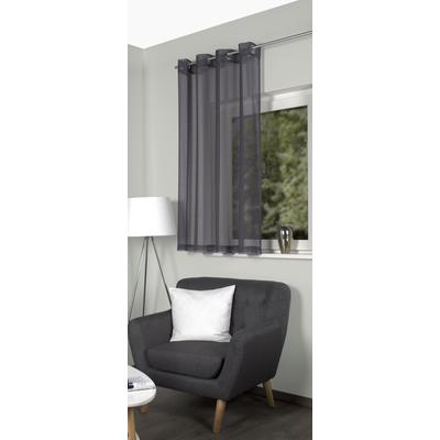 Vorhang HOME BASICS "DOLLY" Gr. 3, grau, B:140cm H:225cm, Voile, Polyester, Gardinen, Ösenschal DOLLY