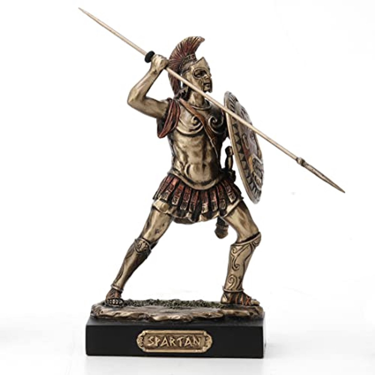 Merkloos Spartan Warrior Miniatuur Beeldje - Handgeschilderd Hars Standbeeld voor volwassenen