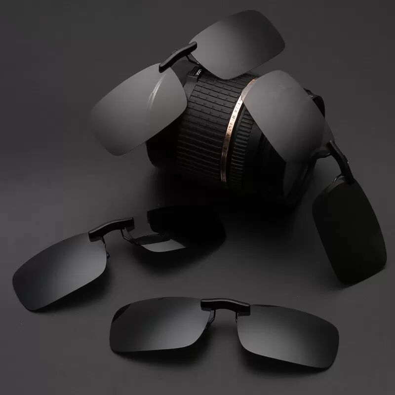 INF Aufsteck-Sonnenbrille - Dunkelgrüne Gläser mit Aufbewahrungsetui