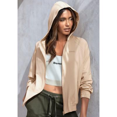 Kapuzensweatjacke BENCH. LOUNGEWEAR, Damen, Gr. 48/50, beige, angeraute Sweatware, Obermaterial: 95% Baumwolle, 5% Elasthan. Kapuzenfutter: 100% Baumwolle, unifarben, Basic, Sweatjacken, mit sportlichen Teilungsnähten, Loungeanzug