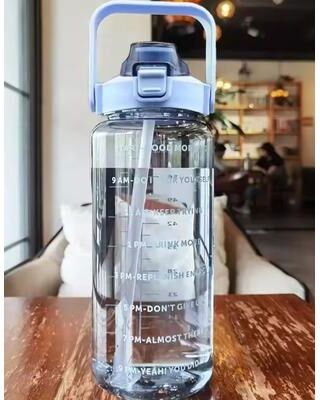 Inspire Essentials HydraTrack 2L Sports Water Bottle Time Marked Straw Bottle For Fitness, Gym & Outdoor Hydration blue