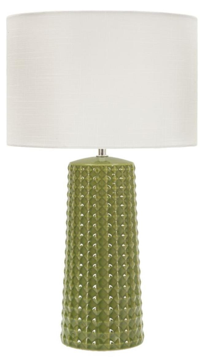 Kendra Home Tafellamp Gliss olijfgroen keramiek en textiel