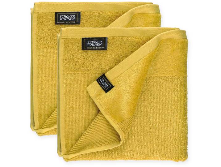 Handtücher Sense , gelb, B:50cm L:100cm, Frottee, Obermaterial: 100% Baumwolle, SCHÖNER WOHNEN-KOLLEKTION, Handtücher, Handtücher, mit Velourborte, hautschmeichelnde Airtouch Qualität, super weich