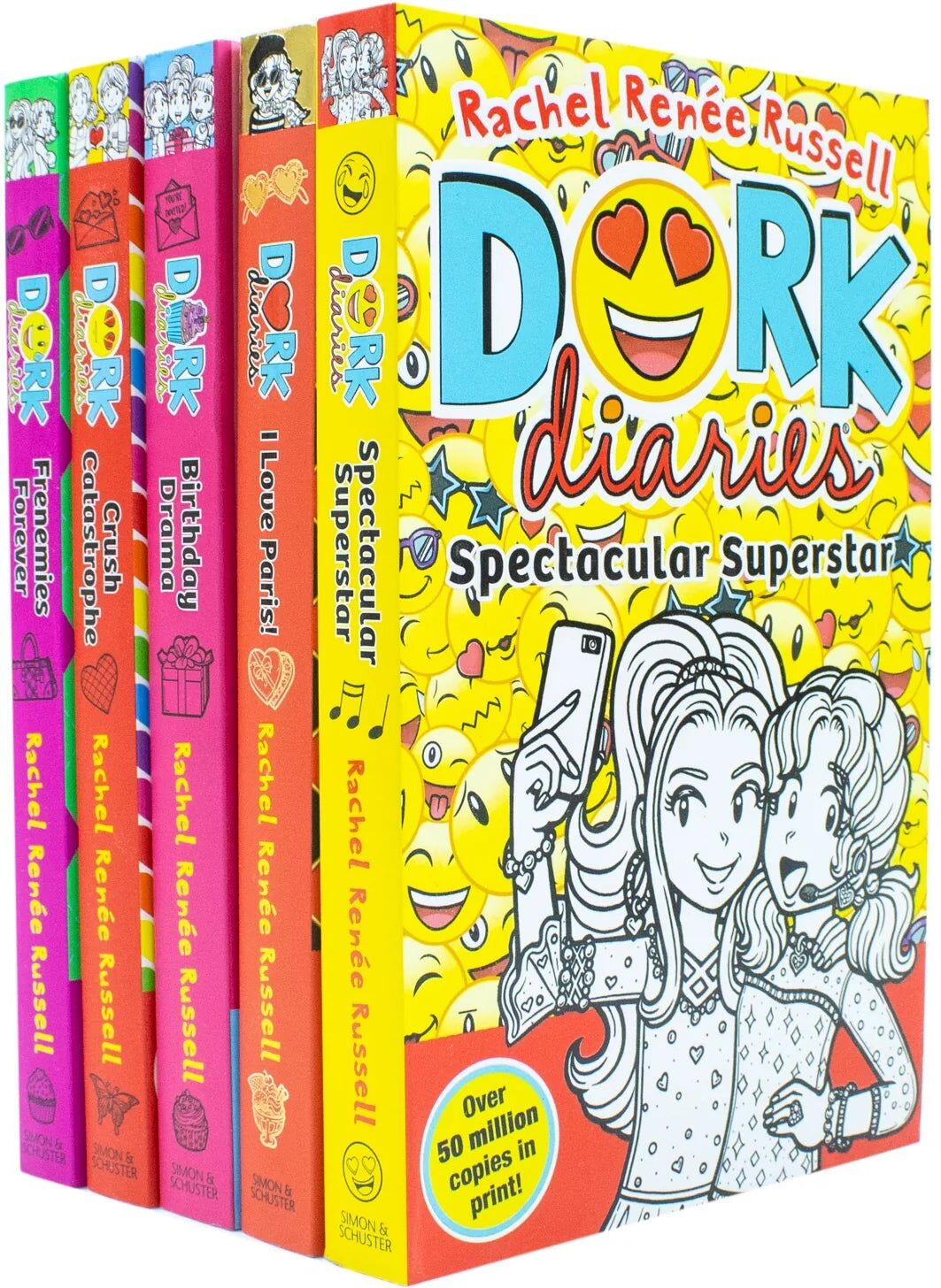 Simon & Schuster Children's UK Dork Diaries Volumes 11-15 by Rachel Renee Russell - 5 Book Paperback Collection Set - Ages 8-11 - Funny Diary Stories for Tween Readers