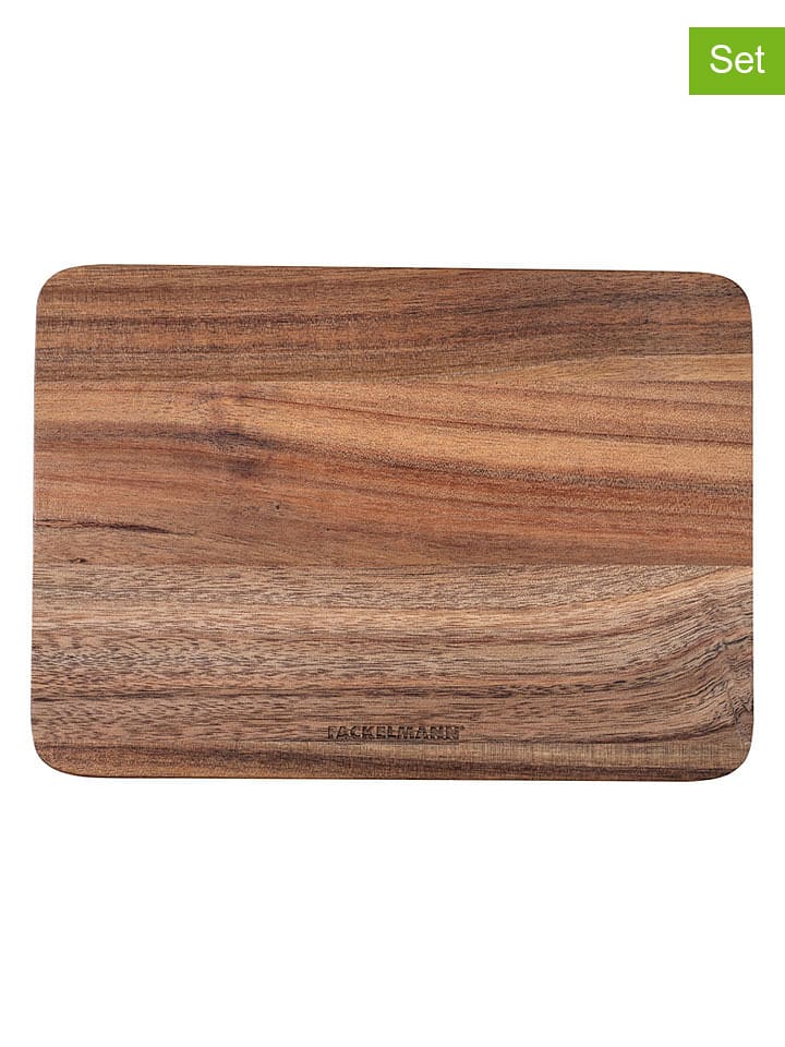 Fackelmann 2er-Set: Schneidbretter "Fair" in Braun - (L)21 x (B)15 cm - onesize