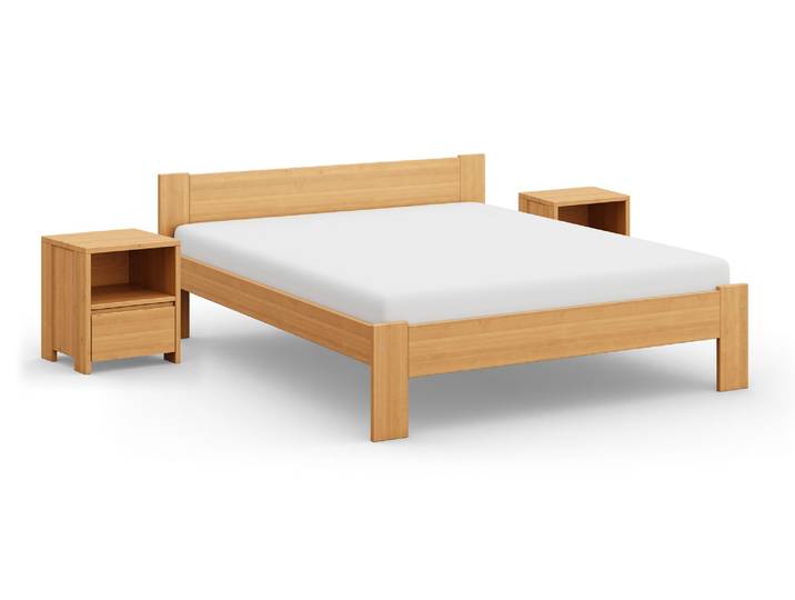 Naturwohnen Massivholzbett 160x200cm + 2 Nachttische Erle Arbor Schubladen mit Softclose mit bioola® nature veredelt
