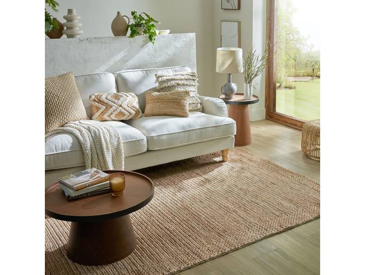Kurzflorteppich Drew braid border Beige 120 x 170cm Kenaf / Baumwolle