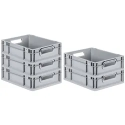 PROREGAL 5x Eurobox NextGen Grip | HxBxT 12x30x40cm | 11 Liter | Griffe offen | Glatter Boden | Eurobehälter