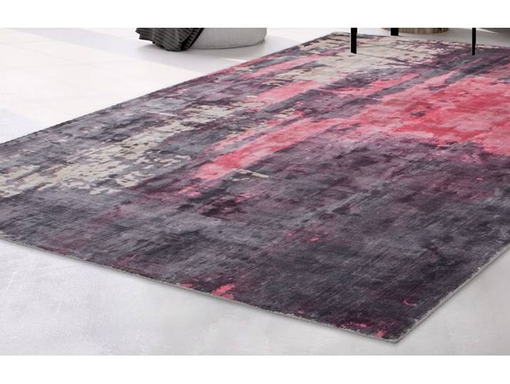 Teppich ARTE ESPINA Ocean 125 , rot (rot, beige, anthrazit), B:170cm H:23mm L:240cm, Viskose, Teppiche, Teppich, Angenehm flauschige Haptik, handgefertigte Unikate, pflegeleicht