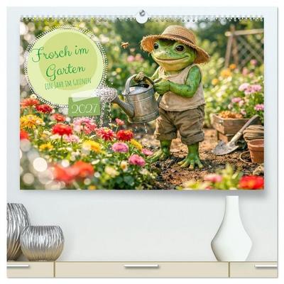 Frosch im Garten (hochwertiger Premium Wandkalender 2027 DIN A2 quer), Kunstdruck in Hochglanz